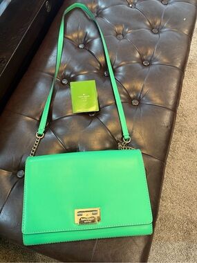kate spade Bright Green Leather Crossbody with Gold Hardware